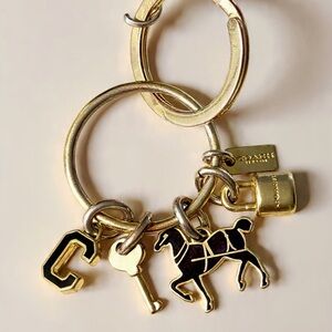 Coach Gold and Black Horse Key Holder